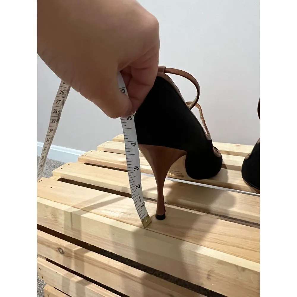 Dolce & Gabbana Women’s Shoes Black brown Fabric Open toe Platform Heels 38.5 - Image 8