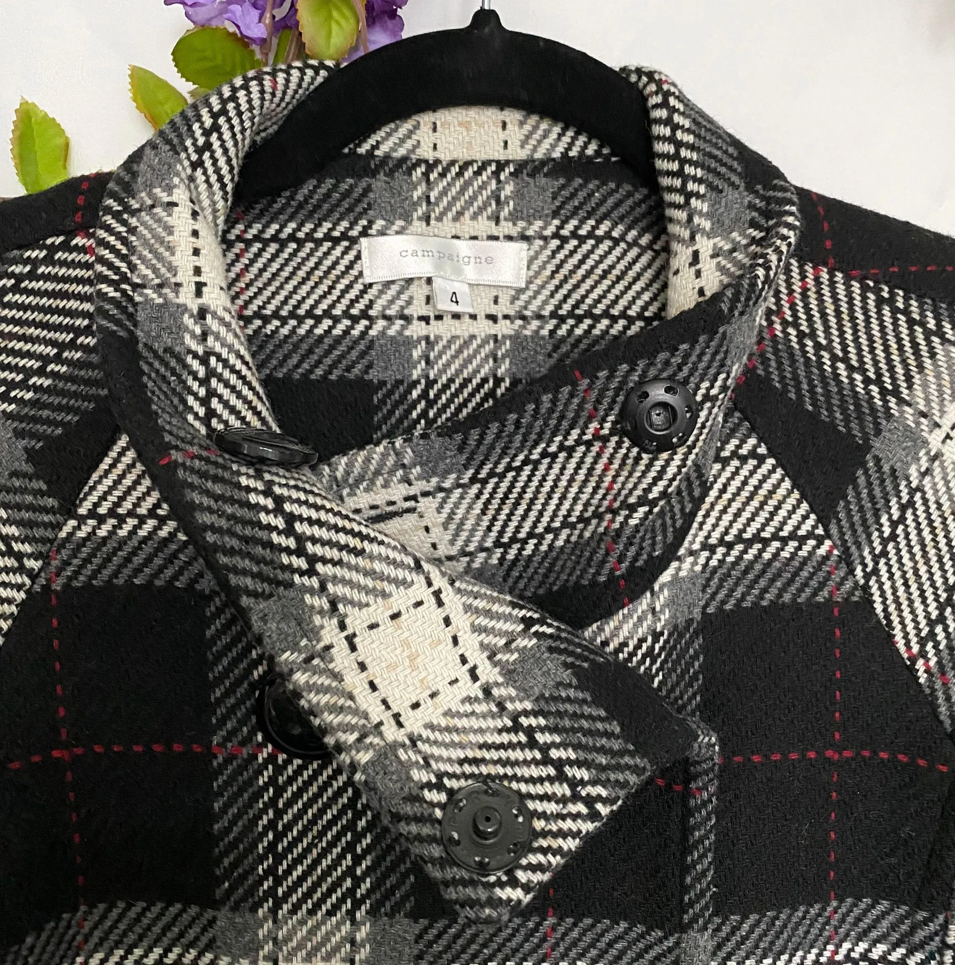 Campaigne Women's Black, White Gray Plaid Black Size 4 - Image 3