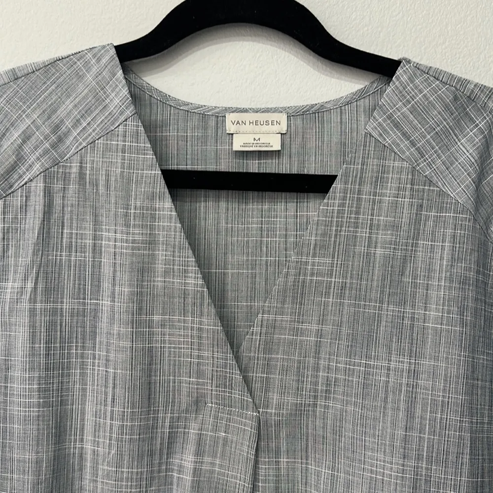 Van Heusen Cotton Blouse Tunic Top Casual 3/4 Sleeve Classic Trendy Sz Medium - Image 2