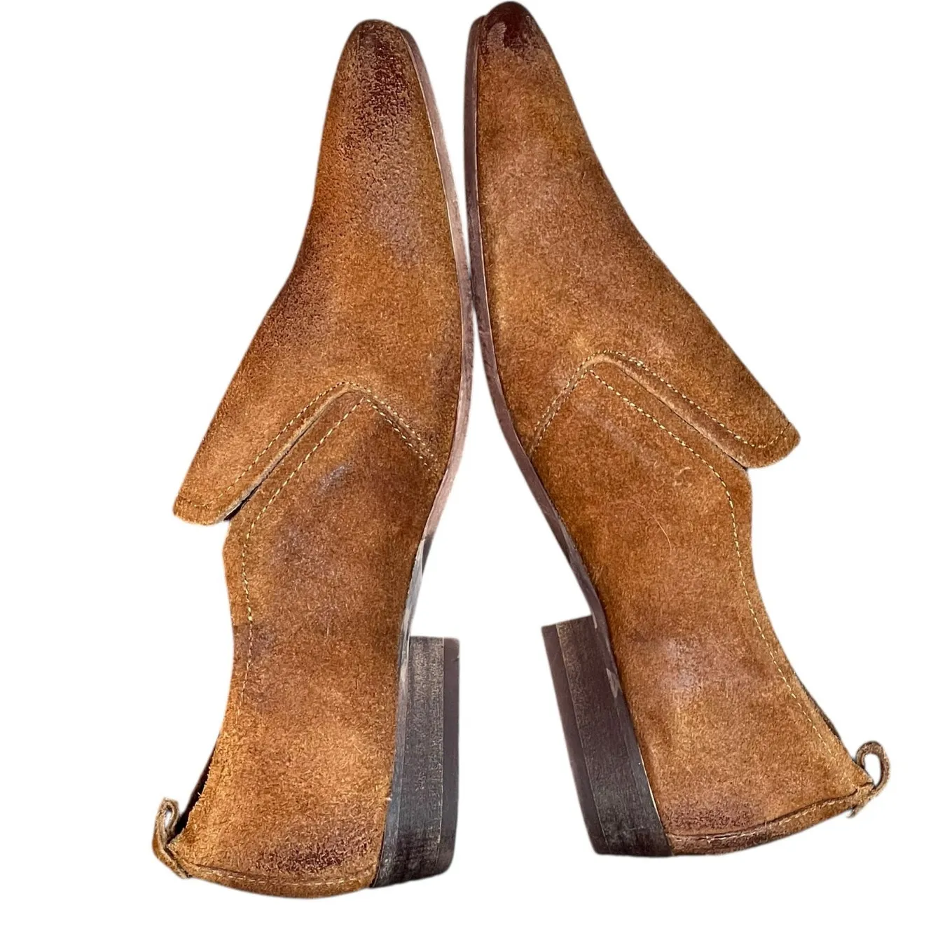 Seychelles Skein Loafer Shoes Women 9 Cognac Brown Nubuck Leather Modern Classic - Image 6