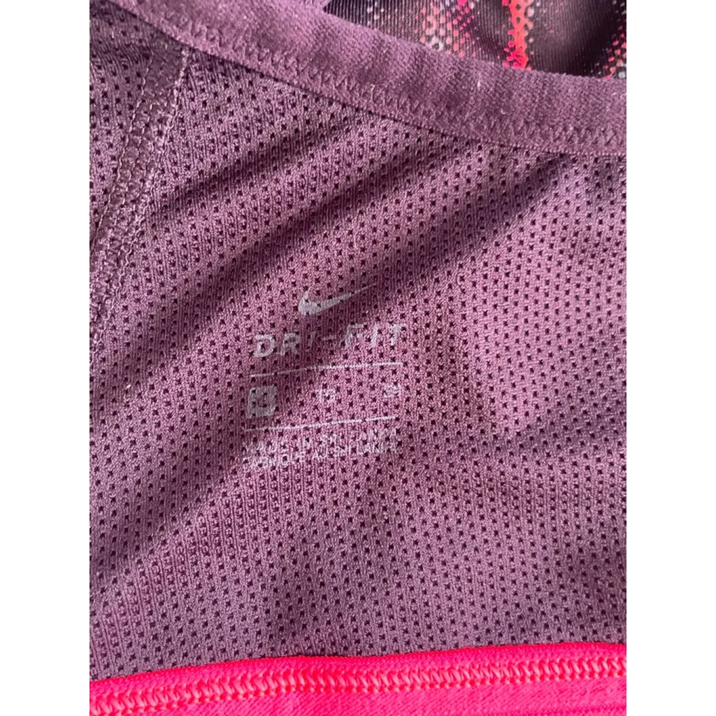 Women's Nike Burgundy Pink Patterned Dri-FIT Sports Bra S - Image 4