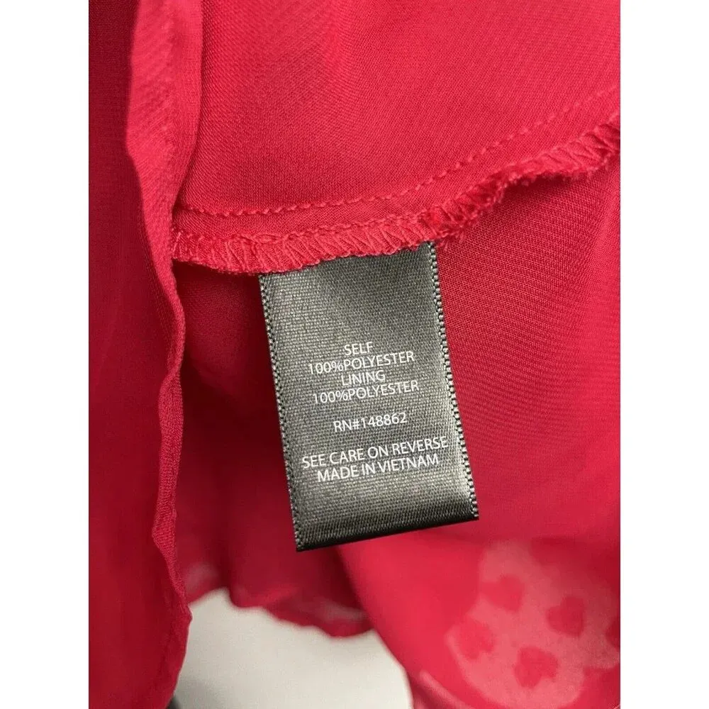 Torrid Pink Red Peplum Chiffon Long Balloon Sleeve Clip Heart Blouse Sz 5X‎ - Image 7