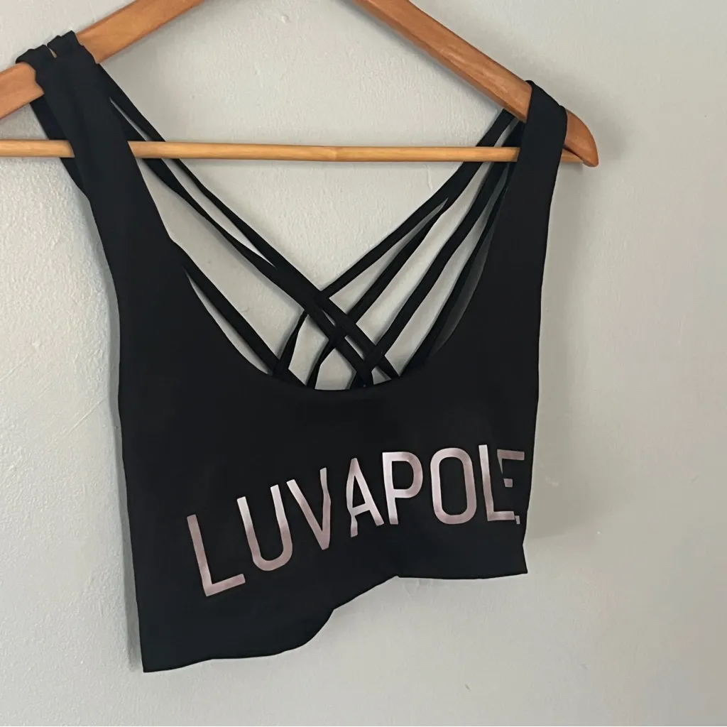 Black Luvapole Pole Dance Fitness Strappy Sports Bra Size M - Image 2