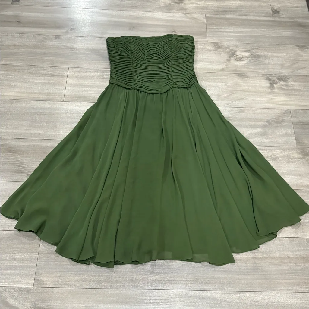 Max and Cleo Strapless Dress in Forest Green Size 8 - Image 5