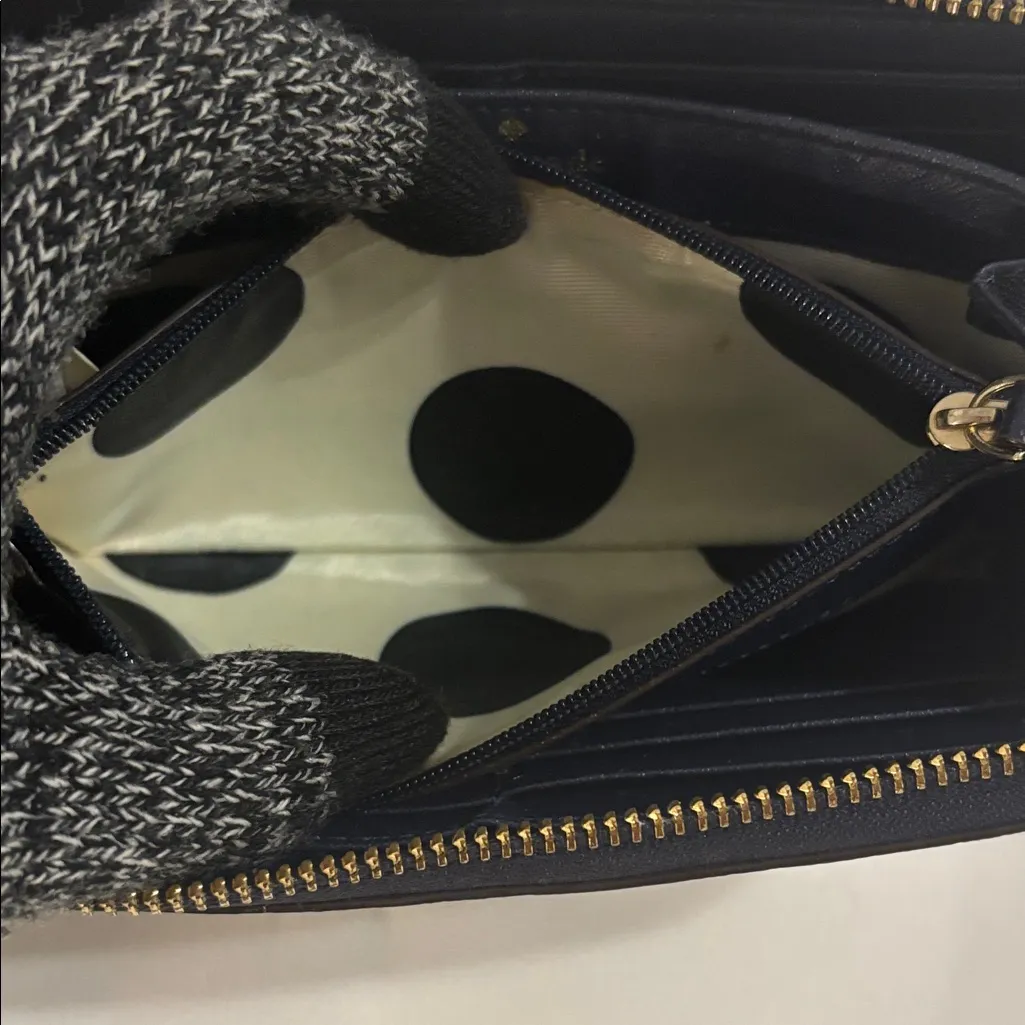 Kate Spade  Saffiano Leather Wallet Navy Blue GUC - Image 6