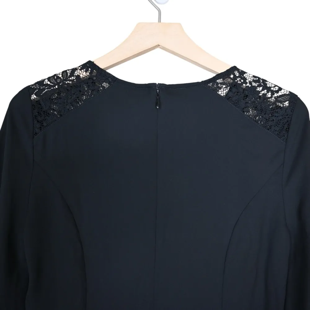 Express Women's 4 Black Bell Sleeve Lace Lined Mini Dress - Image 4