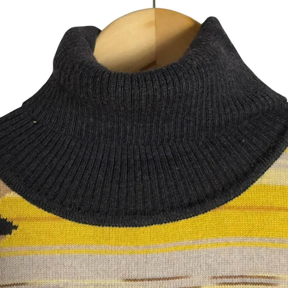 Vintage Missoni Wool Black Yellow Striped Turtleneck Short Sleeve Dress Size S - Image 3