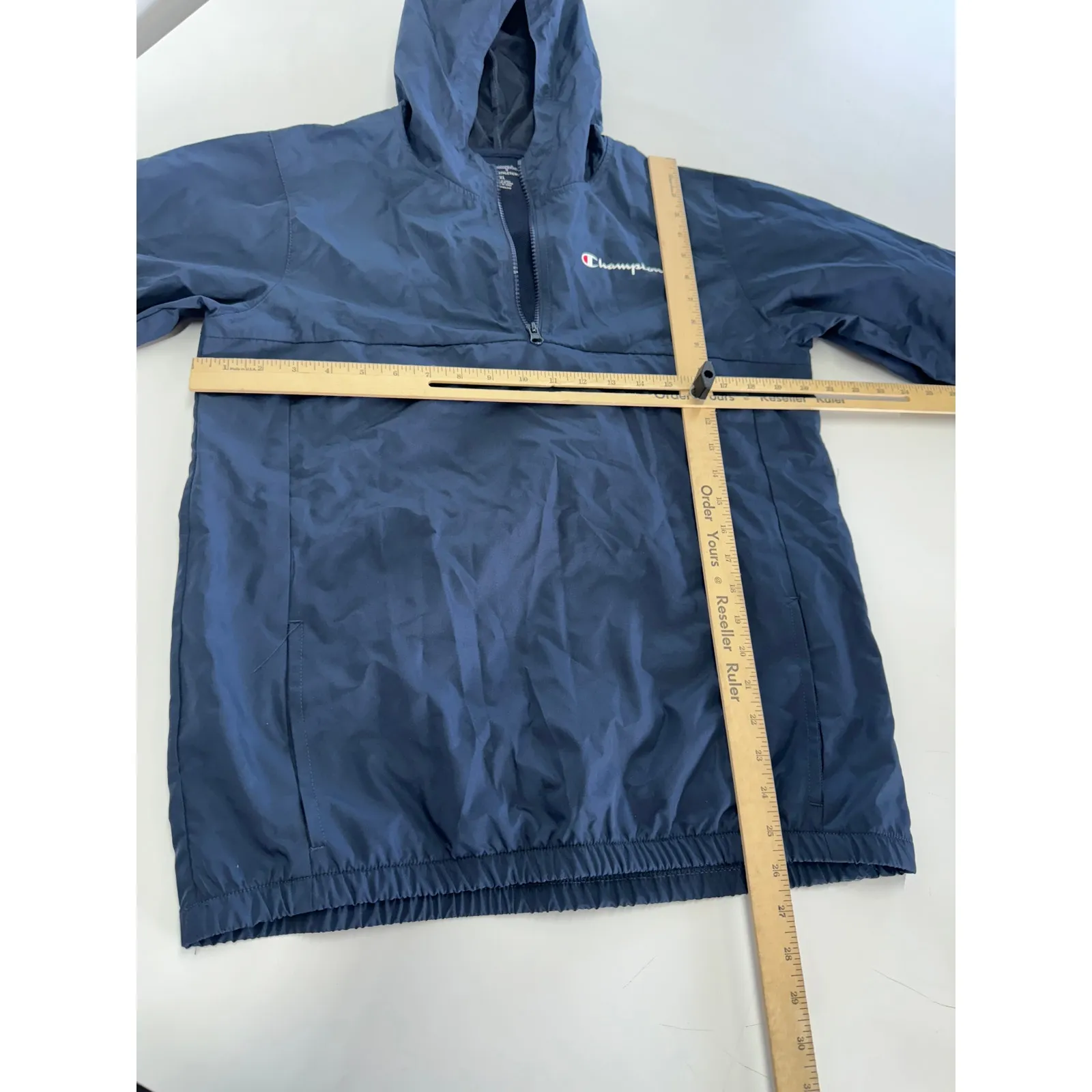 Champion Windbreaker Womens X Large Blue Hooded‎ Pullover Half Zip Jacket - Image 6
