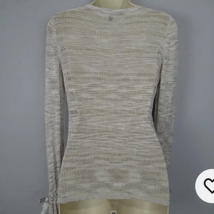 White House black market knit sweater with ribbon sleeve detail NWT - Image 3
