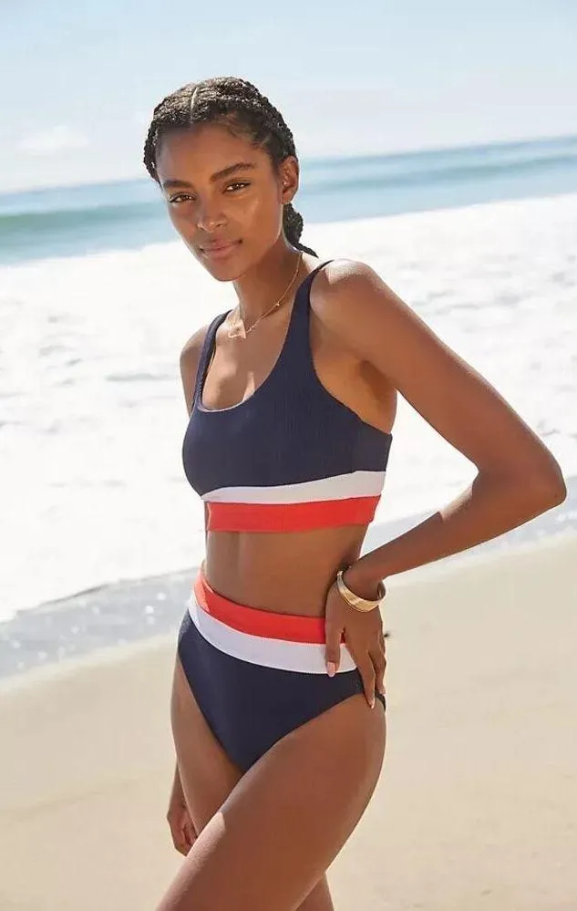 Beach Riot Heidi Liberty Red White Blue Patriotic Ribbed Bikini Bottom Size XS - Image 9