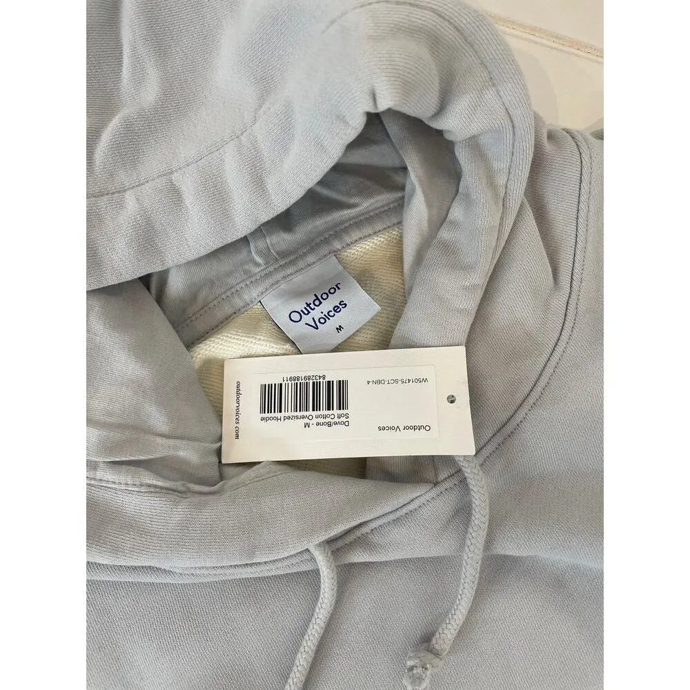 NWT Outdoor Voices Soft Cotton Oversized Hoodie Dove Bone Colorblocked Size M - Image 11