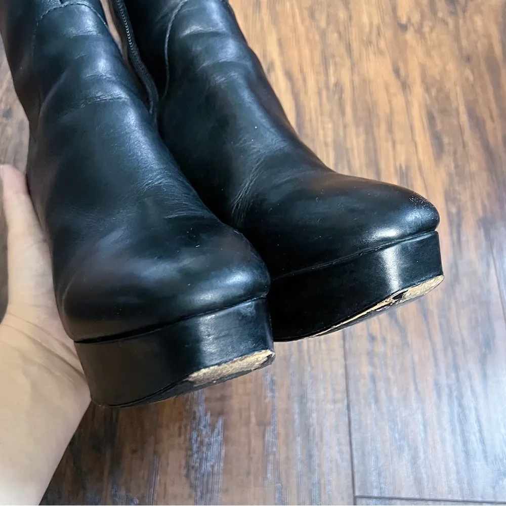 ASH • Amazon Platform Boots black leather ankle bootie block heel zip - Image 12