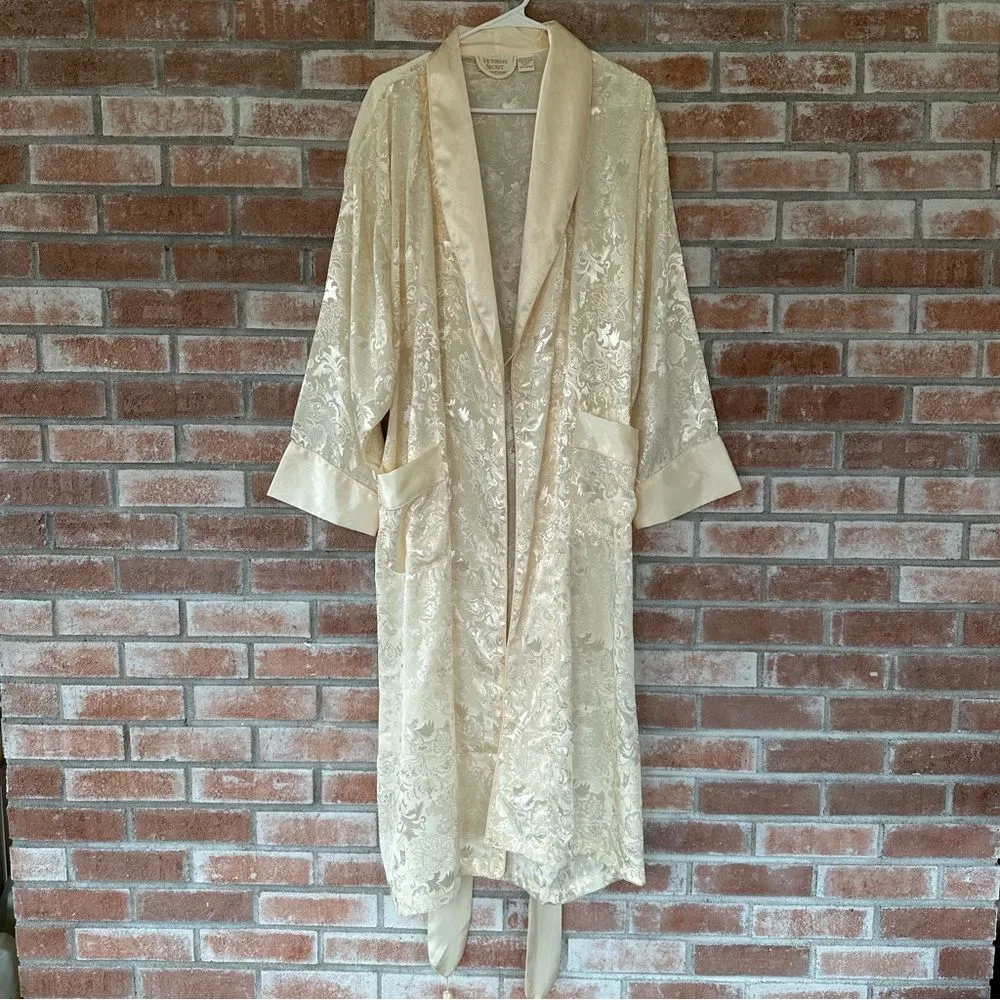 Vintage Victoria’s Secret Gold Label Robe Gown Set Ivory Bridal Women’s Large - Image 6