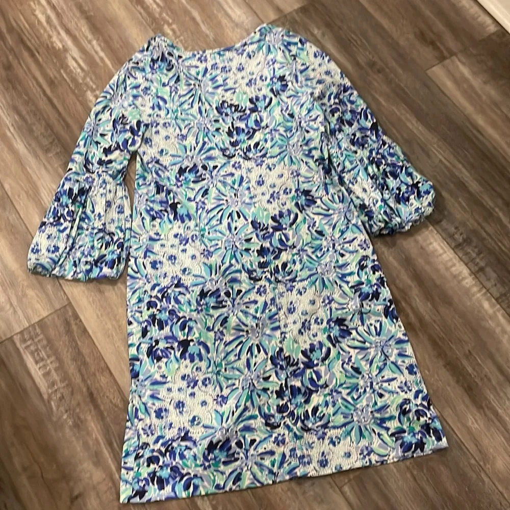 Lilly Pulitzer Carlile Dress Iris Blue High Maintenance Print Size Large - Image 10