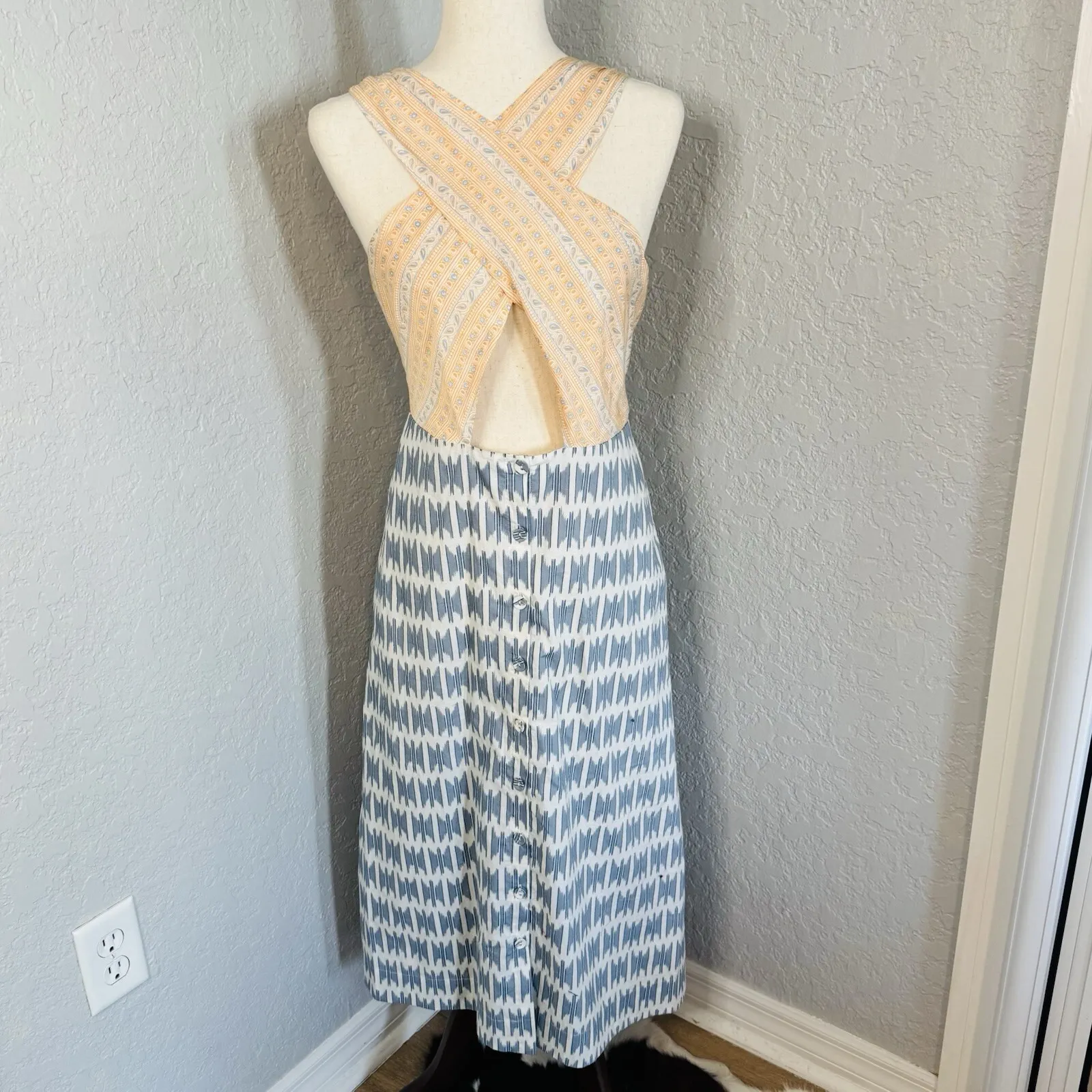 Joie Flippa Geo Print‎ Cotton Midi Dress, Blue/Yellow, Size 10, NWT - Image 12