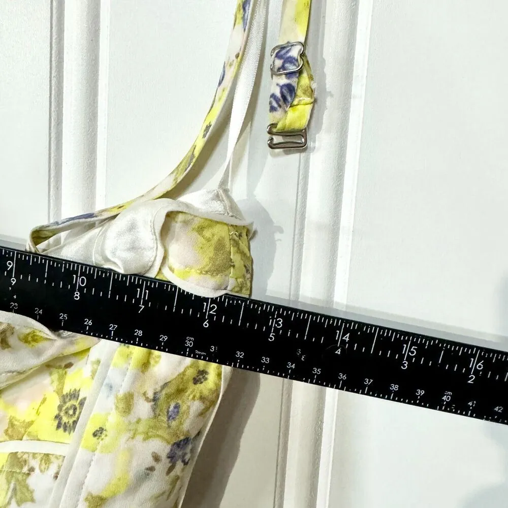 GIANNI BINI Dress Women Size 0 Mini Sleeveless Floral Yellow Summer Polyester - Image 4