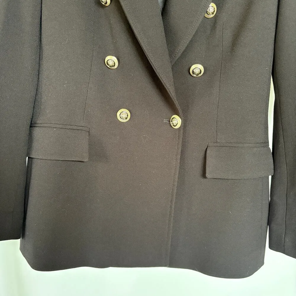 Zara Black Double Breasted Blazer Gold Button Academia Nautical Jacket Medium - Image 3