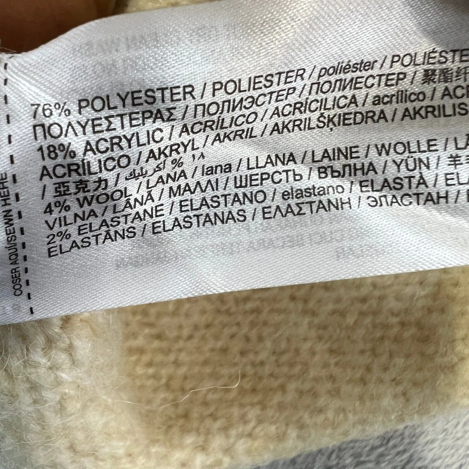 Mango Oversized Sweater Tunic Pockets‎ Knit Pullover Cream Beige Womens Large - Image 7