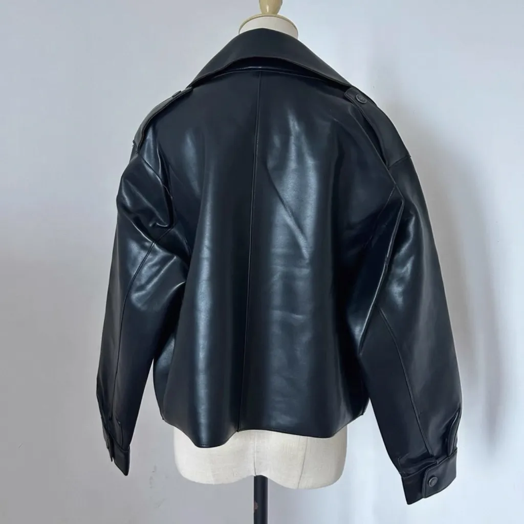 Free People  Alexis cropped vegan leather jacket black - Image 6