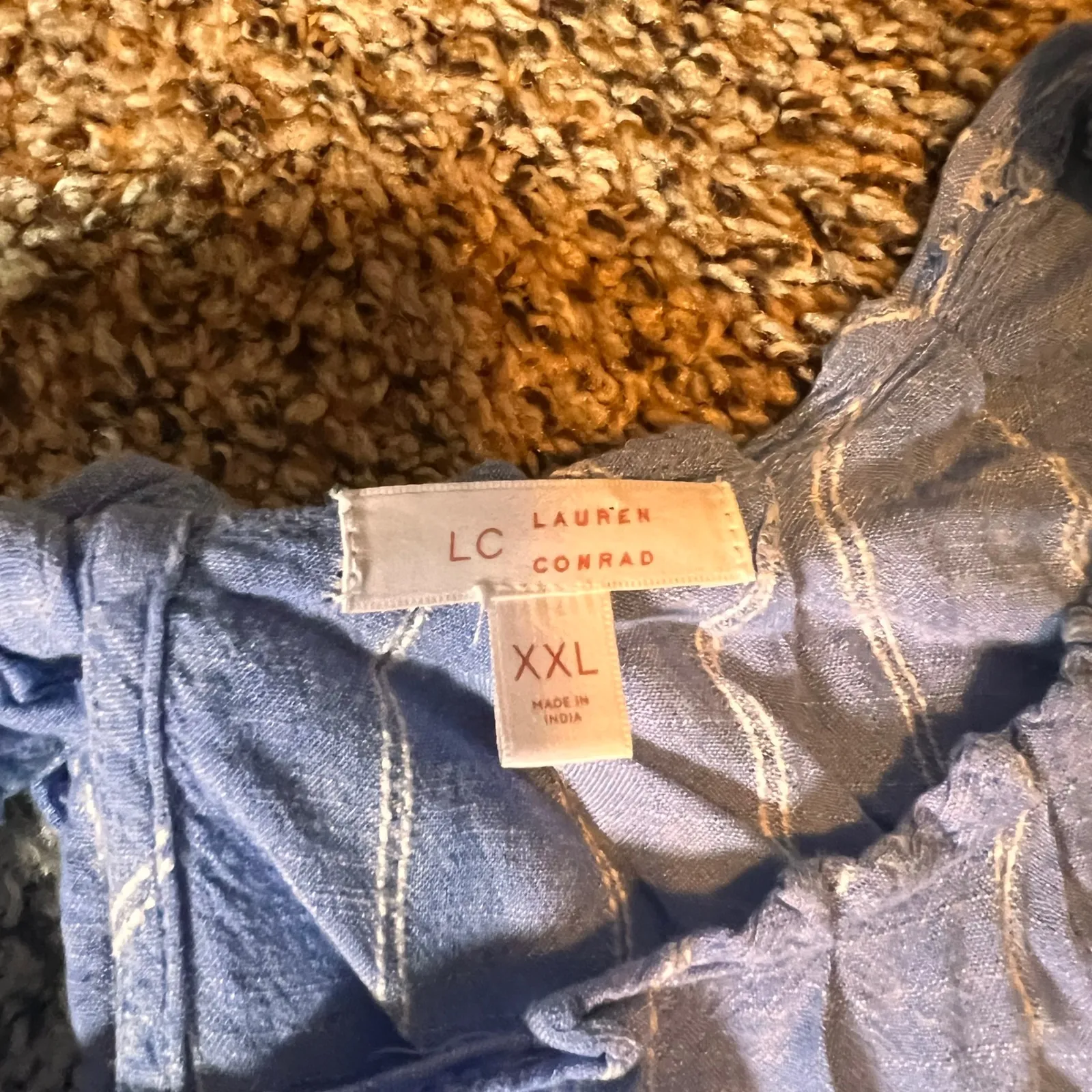 LC Lauren Conrad Striped Top Keyhole Back Casual Blouse XXL‎ - Image 2