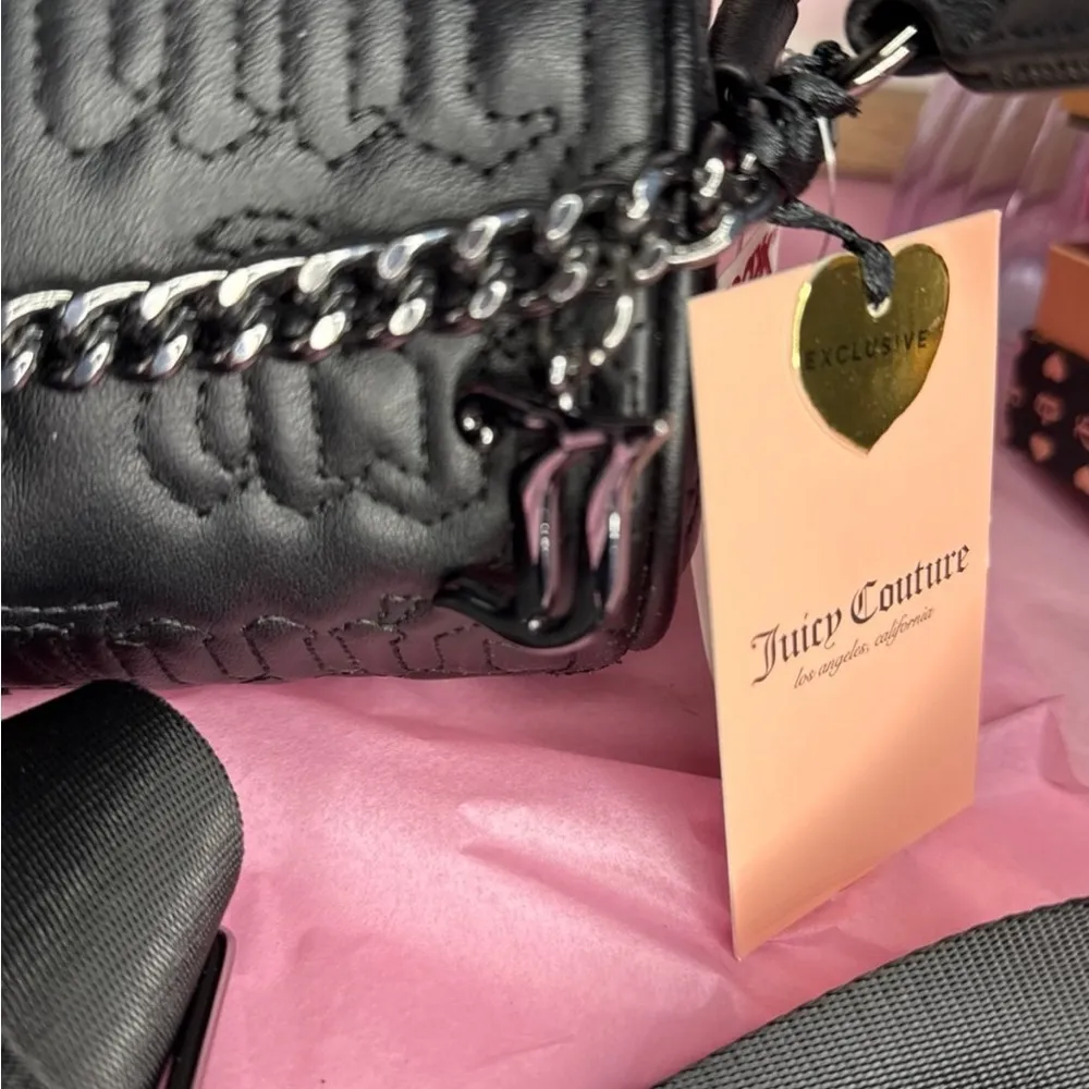 Juicy Couture Juicy Puff Barrel Crossbody Bag with Chain Liquorice - Image 3