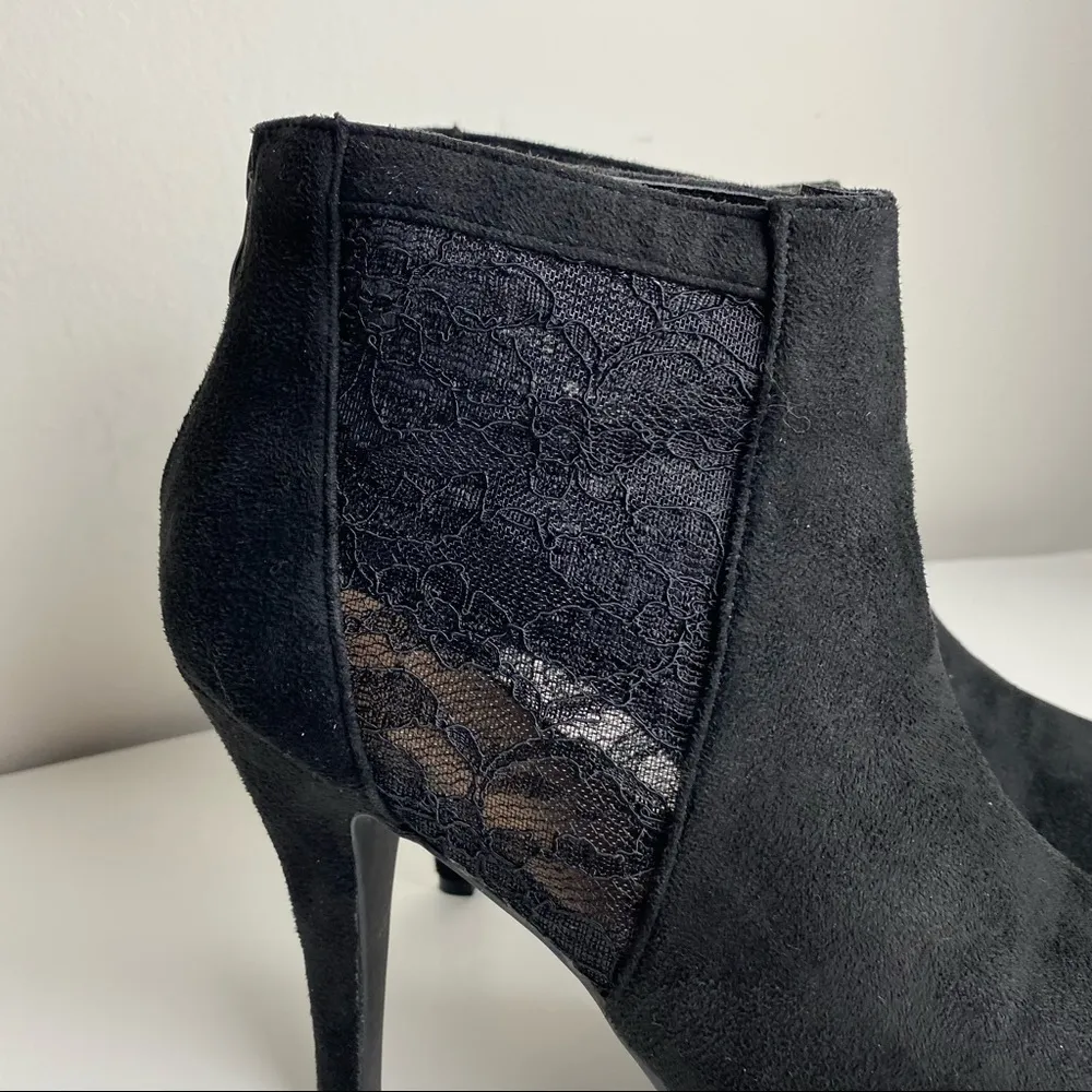 Peep Toe Mesh‎ Heel Booties Size 7.5 Black - Image 9