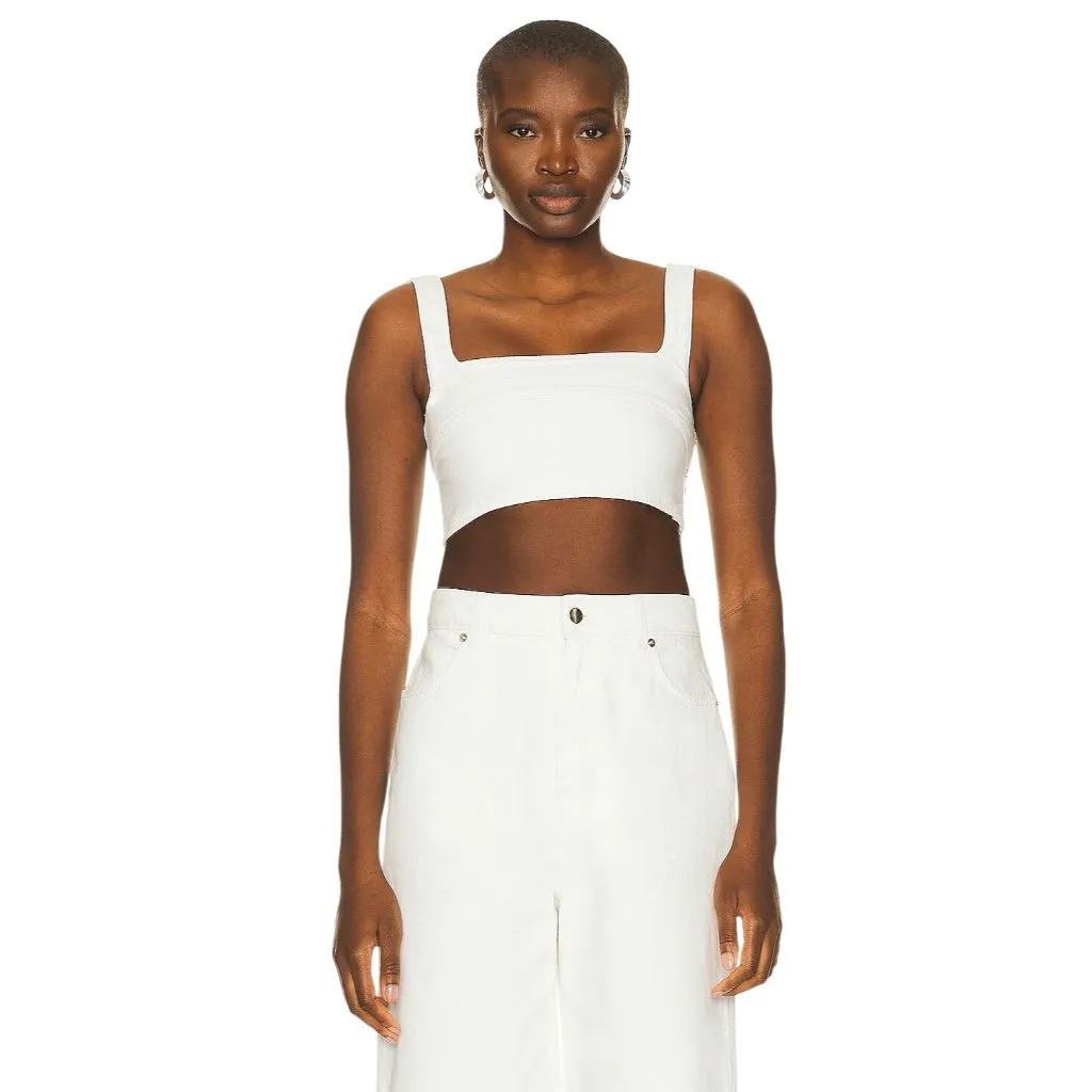 Loulou Studio Anet Bra Top in Ivory XSmall New Womens Denim Crop Tank White Size XS - Image 4