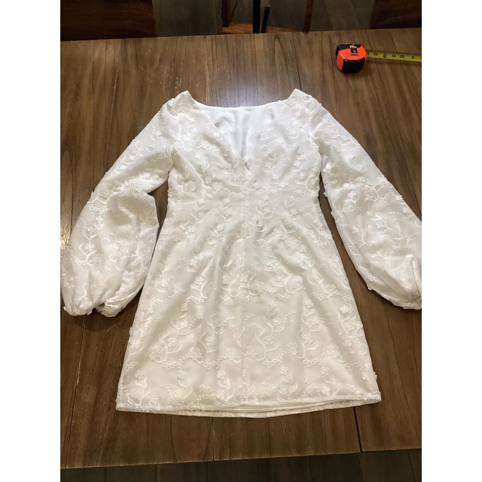 Dress the Population Off White Evelyn Embroidered Long bishop Sleeve mini dress - Image 6