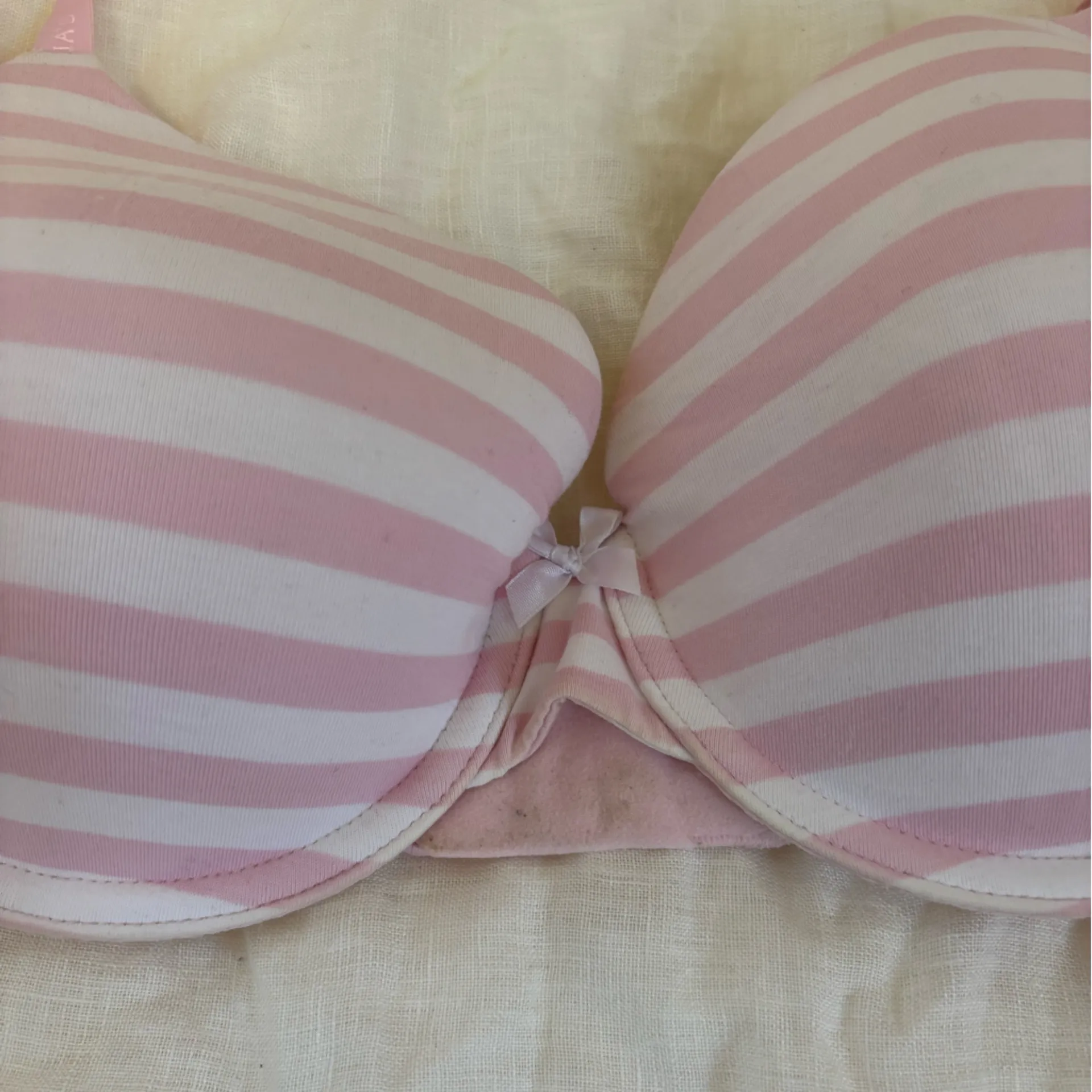 Victoria's Secret Vintage Y2K push up demi bra striped pink 34D - Image 3