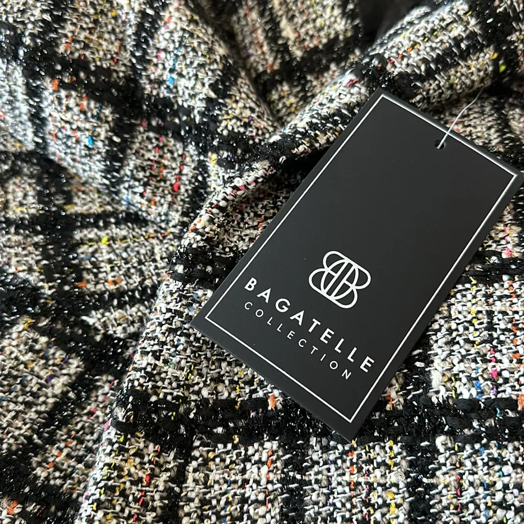 NWT Bagatelle Tweed Blazer Plaid Lurex Thread Rhinestone Button XL - Image 8