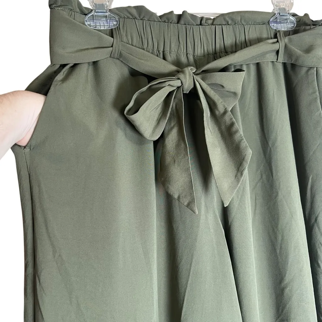 J.Crew Point Sur Olive Green Wide Leg Crop Pants Minimalist Belt Pockets Size 10 - Image 3