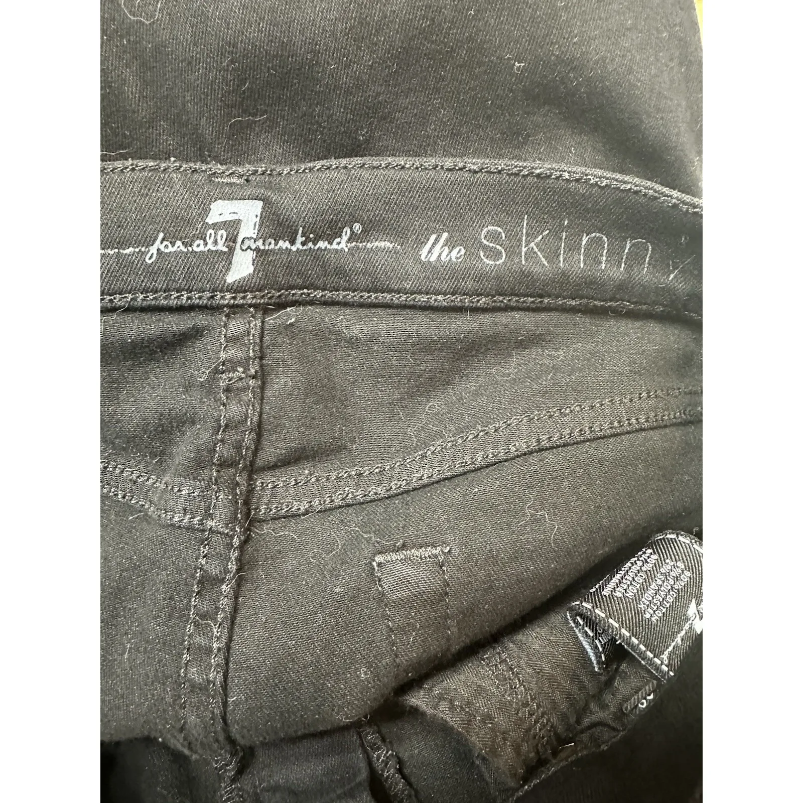 7 For All Mankind The Skinny Black Jeans 28 High Rise‎ Stretch Denim Pants - Image 3