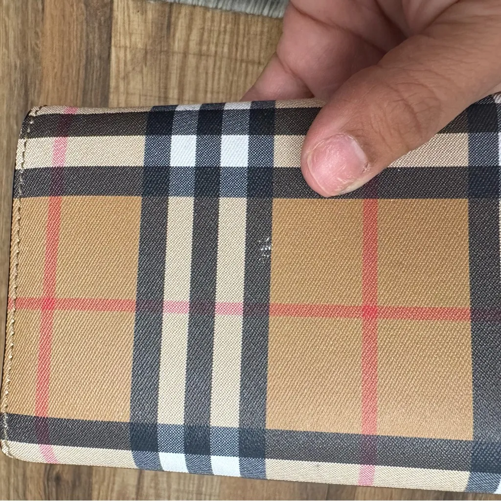 Burberry Halton Check Bonded Leather wallet clutch - Image 7
