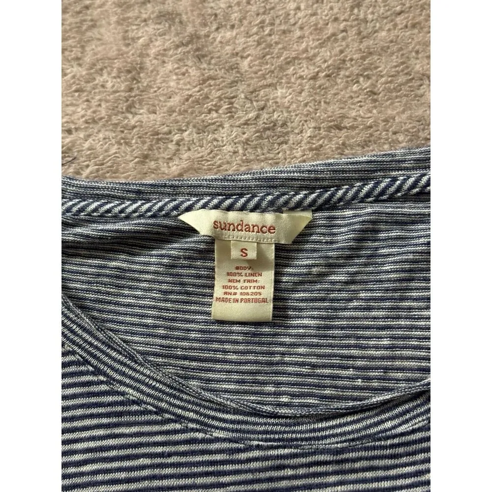 Sundance Womens Linen Blend‎ Blouse Top Hi-Lo Lace/Ruffle Hem Long Sleeve Sz S - Image 3