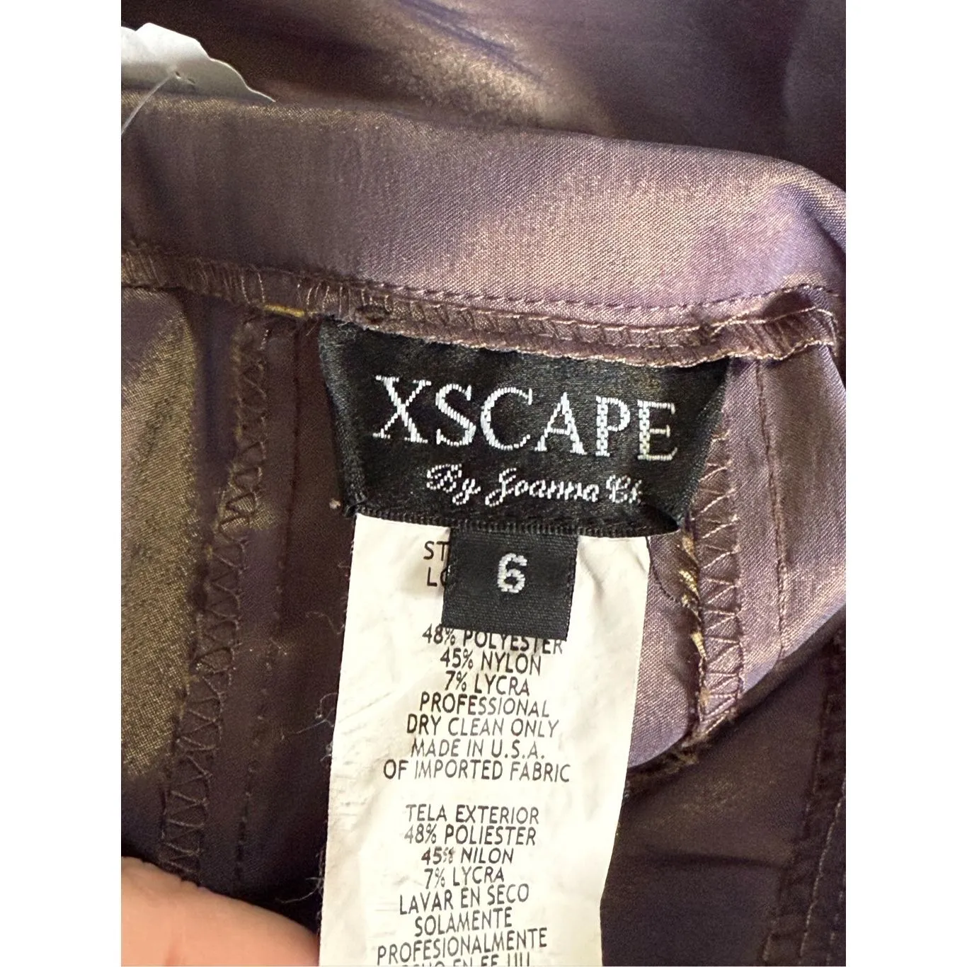 New Xscape Stretch Fishtail Maxi Skirt purple  Metallic Sheen By Joanna Chen Siz - Image 4