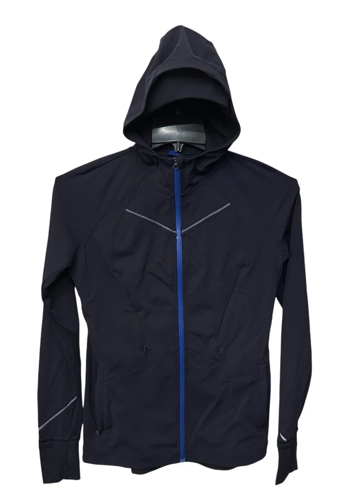 Lululemon Define Jacket Womens Size 8 Zip Up Hooded With Ponytail Cutoff Blue - Image 1