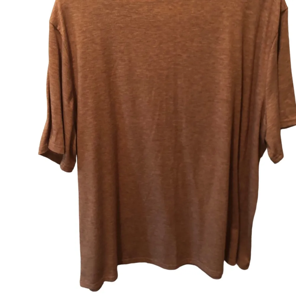 Nashville Music City Graphic Tee 4X Heather Brown SS Knit Keyhole Neck Guitar - Image 3