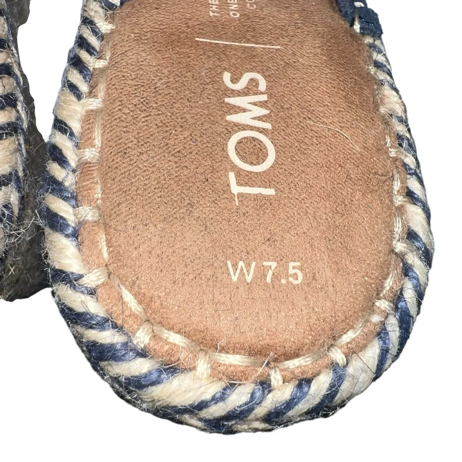 Toms Monica Espadrille Sandals Women's 7.5 Blue Suede Wedge Heel Formal Preppy‎ - Image 9