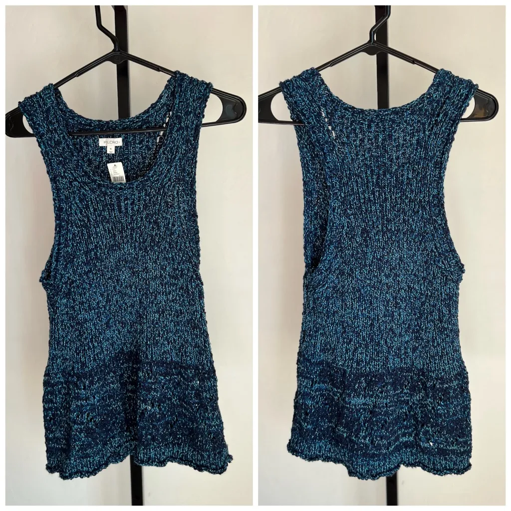 Anthropologie Pilcro Stitched Sweater Tank Blue XL New With Tags - Image 3