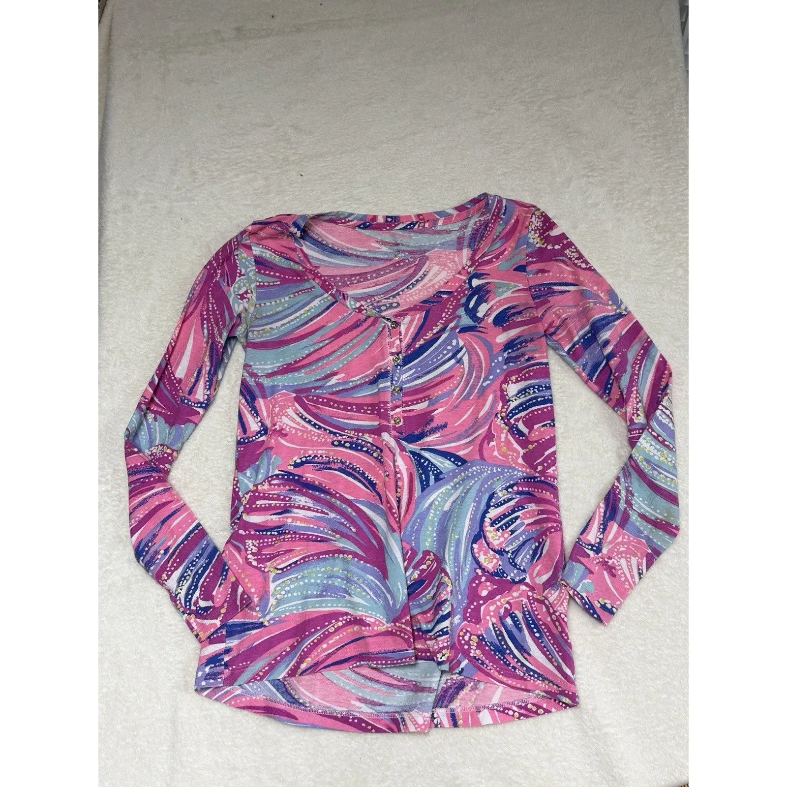 Lilly Pulitzer XS Pink Oh My Guava Sorella Pima Cotton Top Resort Vacation - Image 5