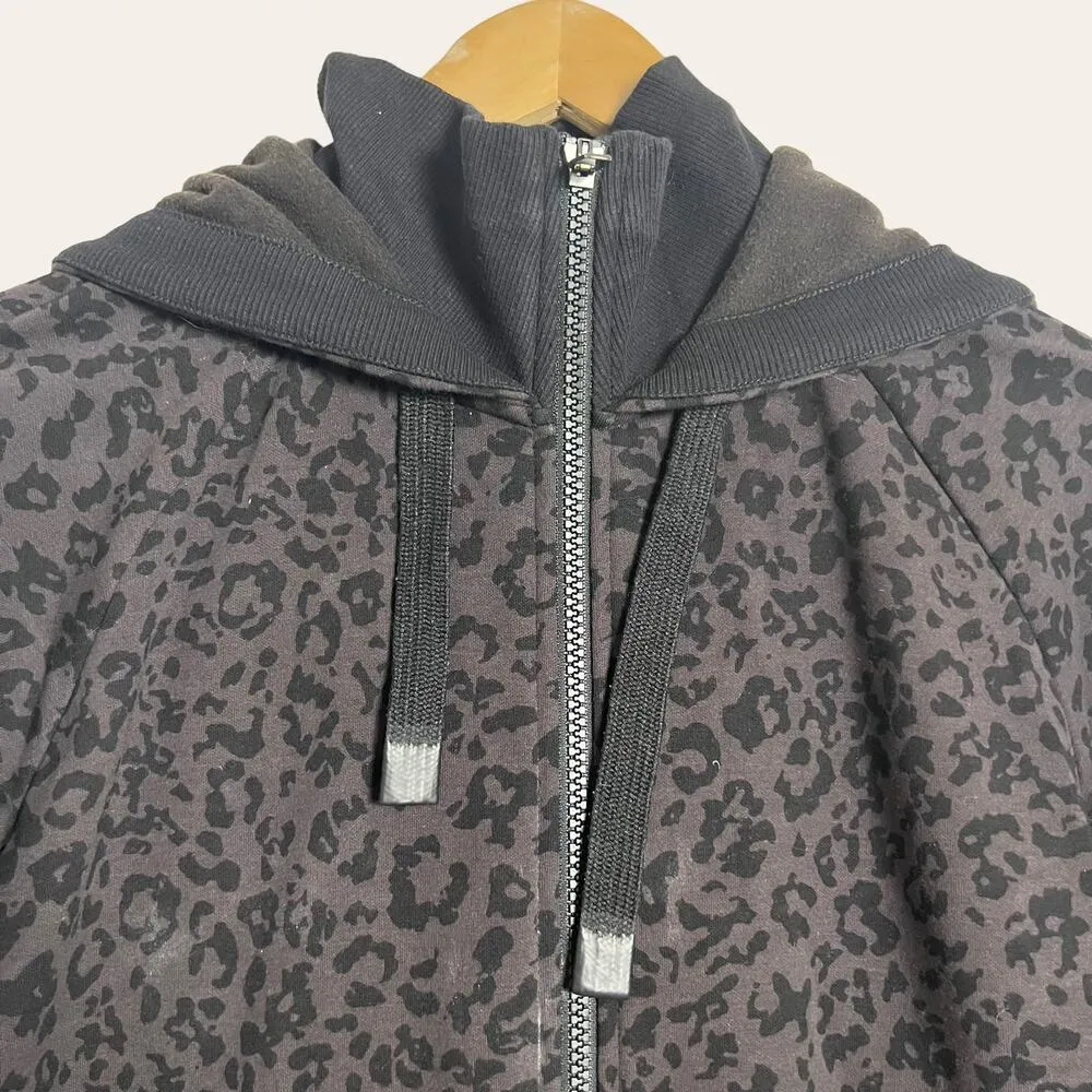 Athleta Brown & Black Triumph Leopard Animal Printed Zip Up Hoodie Size Small - Image 4