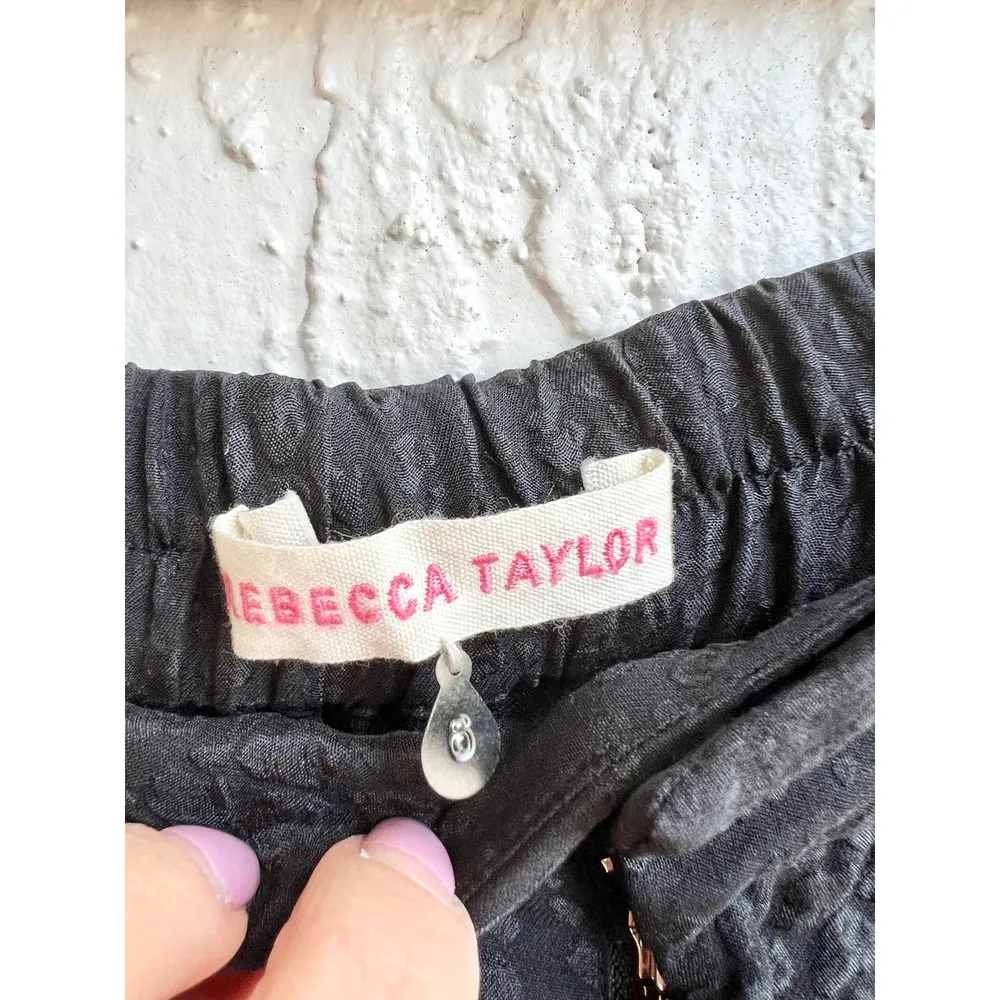 Rebecca Taylor High Waist Textured Tapered Leg Pants Black Women's Size 6 - Image 3