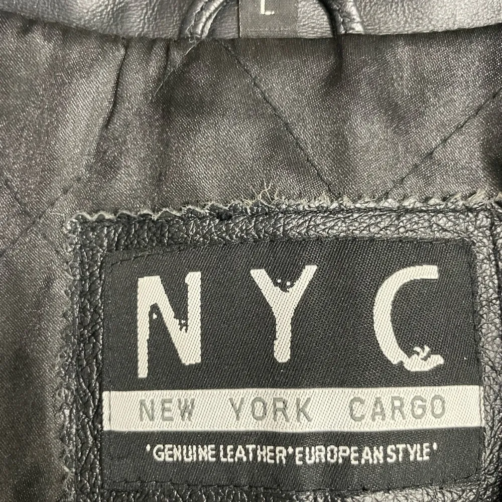 NYC New York Cargo black leather jacket size Large. - Image 5