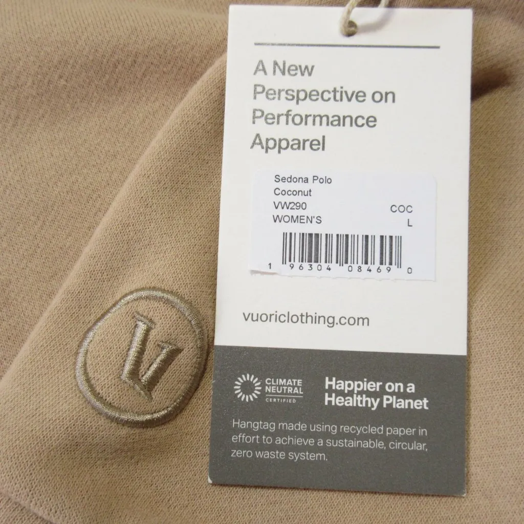 NWT Vuori Sedona Polo in Coconut French Terry Fleece Relaxed Crop Sweatshirt L - Image 3