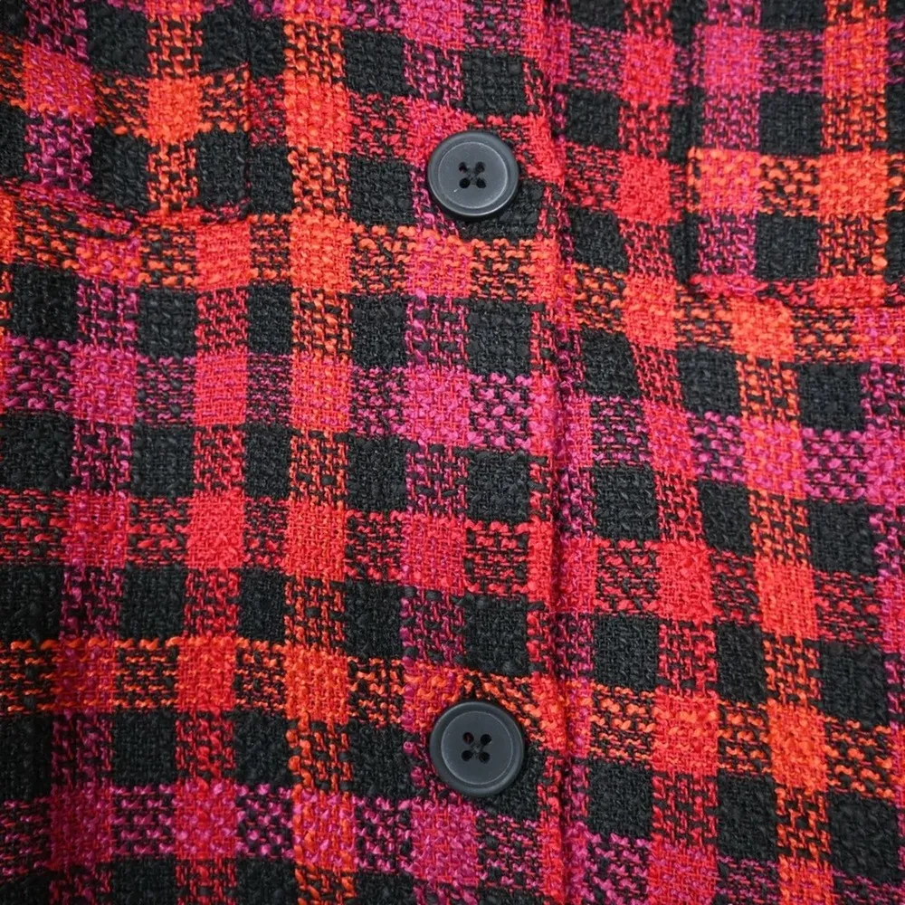 Sanctuary Womens M Ashley Bouclé Knit Buffalo Plaid Jacket NEW - Image 6