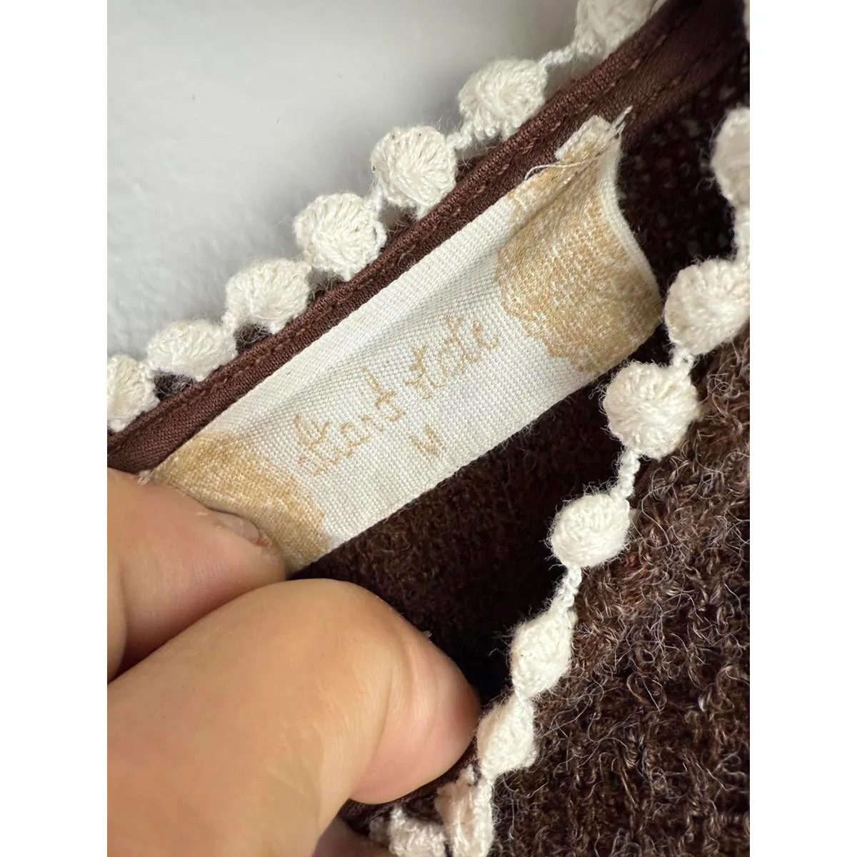 Altar'd State Brown Knit Bell Sleeve with White Trim Sweater - Size - Medium - Image 4