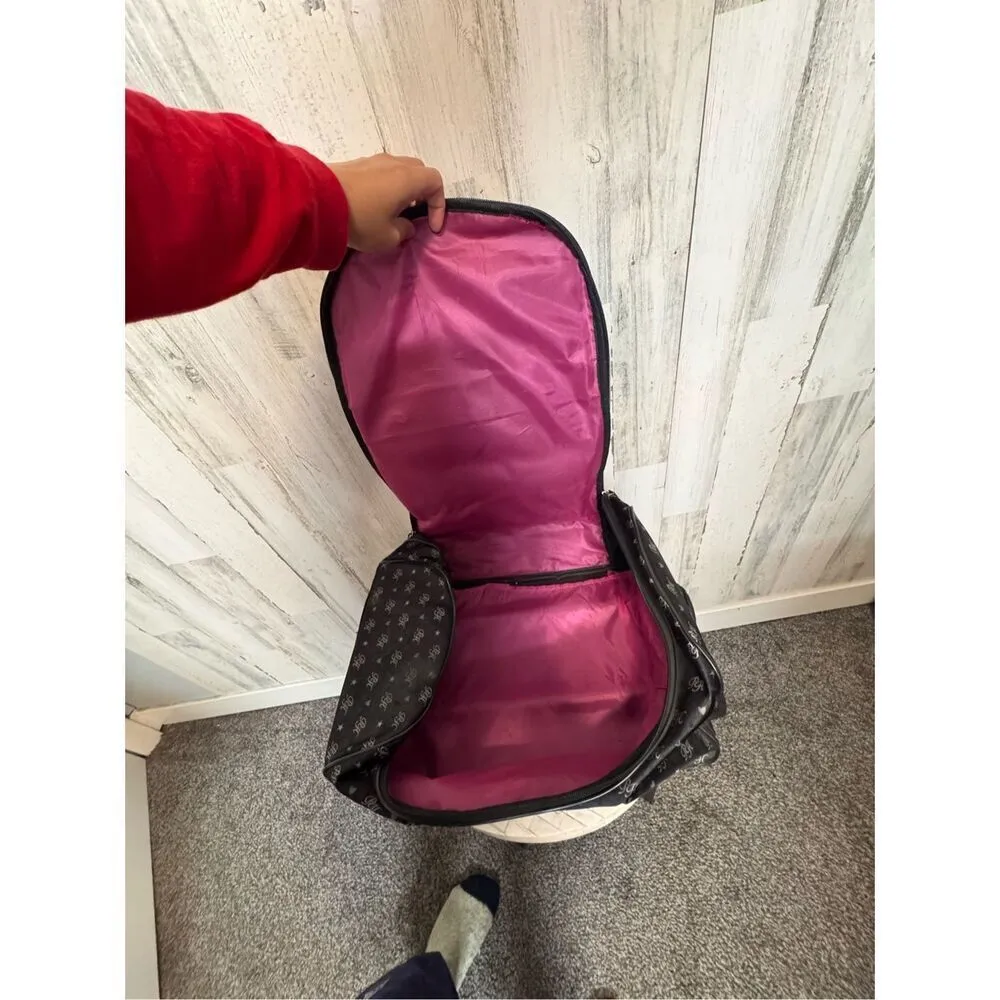 Paris Hilton Rolling Carry On Travel Bag Heiress By Paris Hilton Pink Liner Black - Image 3