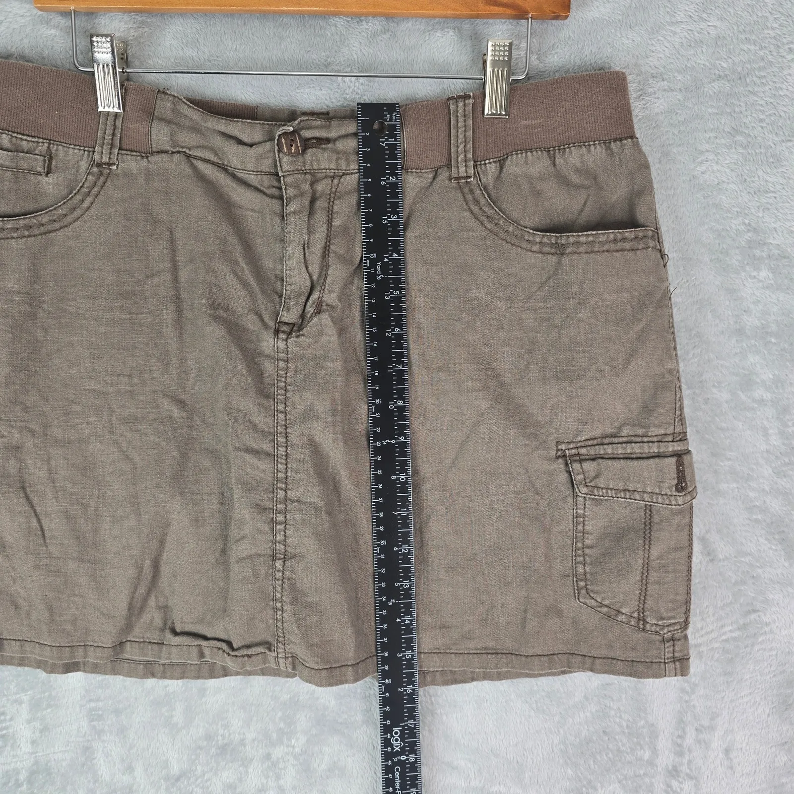 Beau Dawson Skort Skirt Womens 12 Brown Linen Blend Cargo Y2K - Image 10