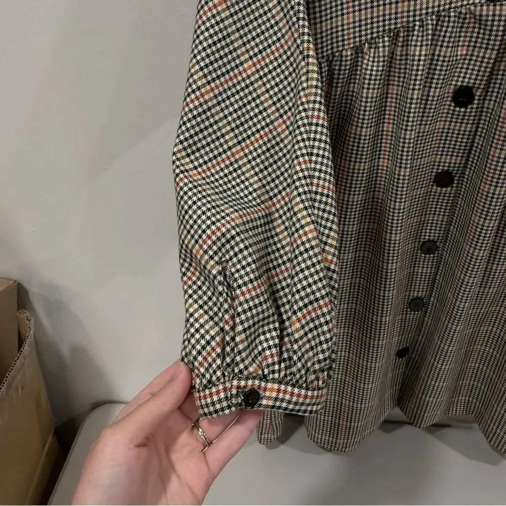 Zara V-Neck Plaid Button Long Sleeve Dress XS EUC - Image 6