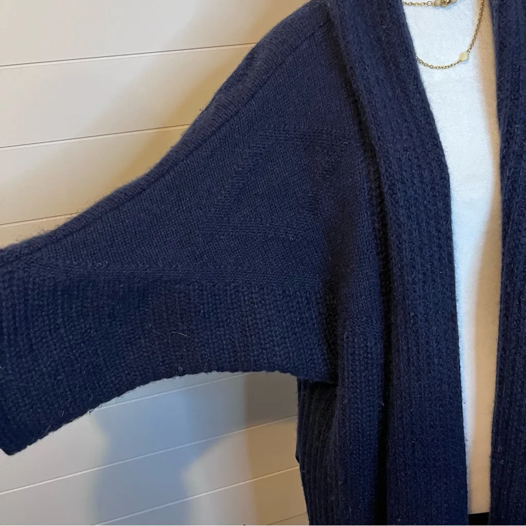 Toad&Co Deep Blue Women's Open Front Sweater 100% Mulesed Wool Large *flaw - Image 3